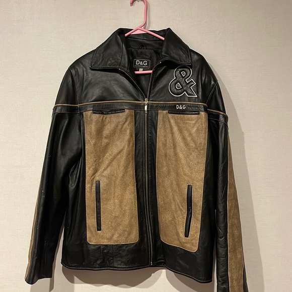 Dolce and Gabbana Black and Tan Leather jacket